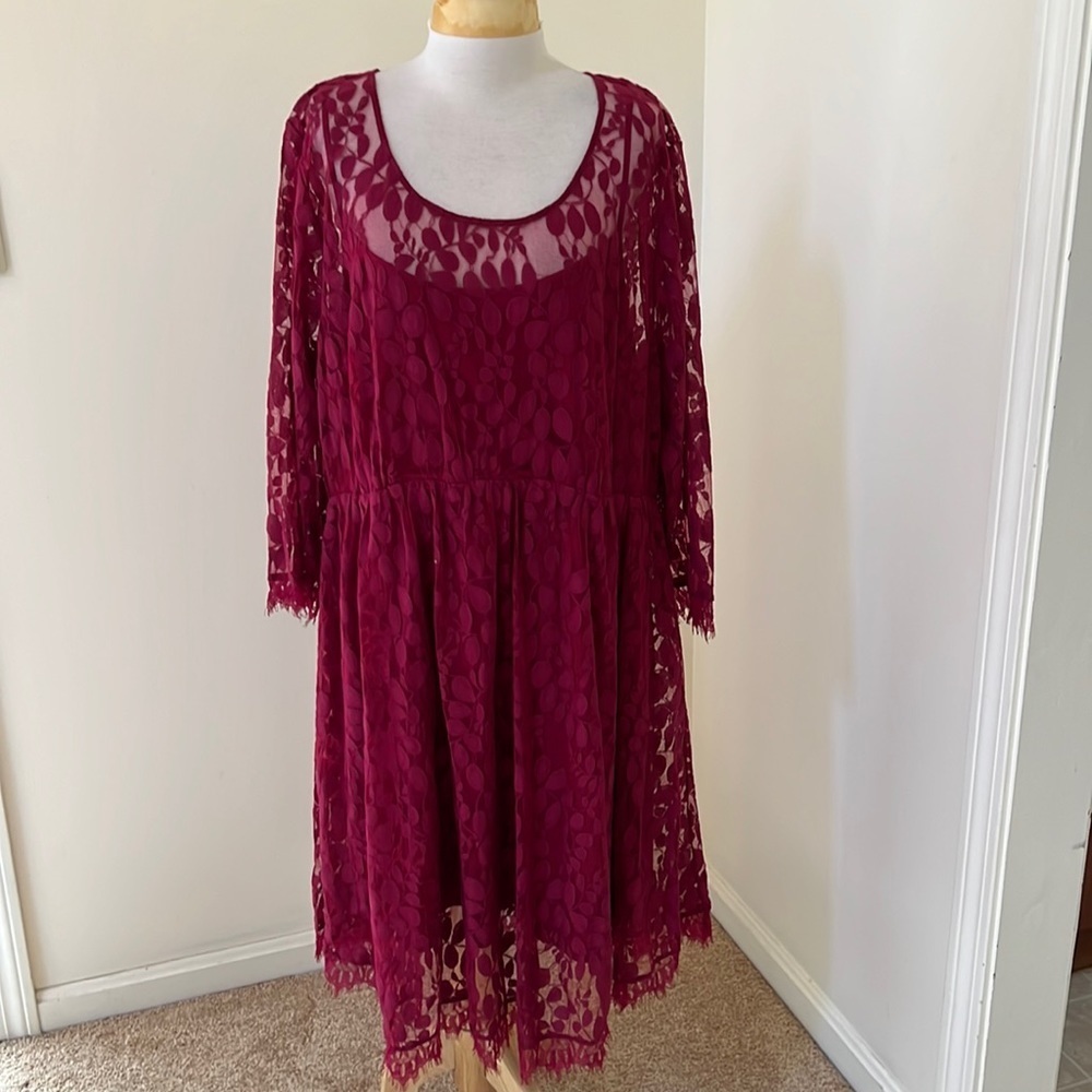 Torrid SZ 24 magenta lace overlay dress.